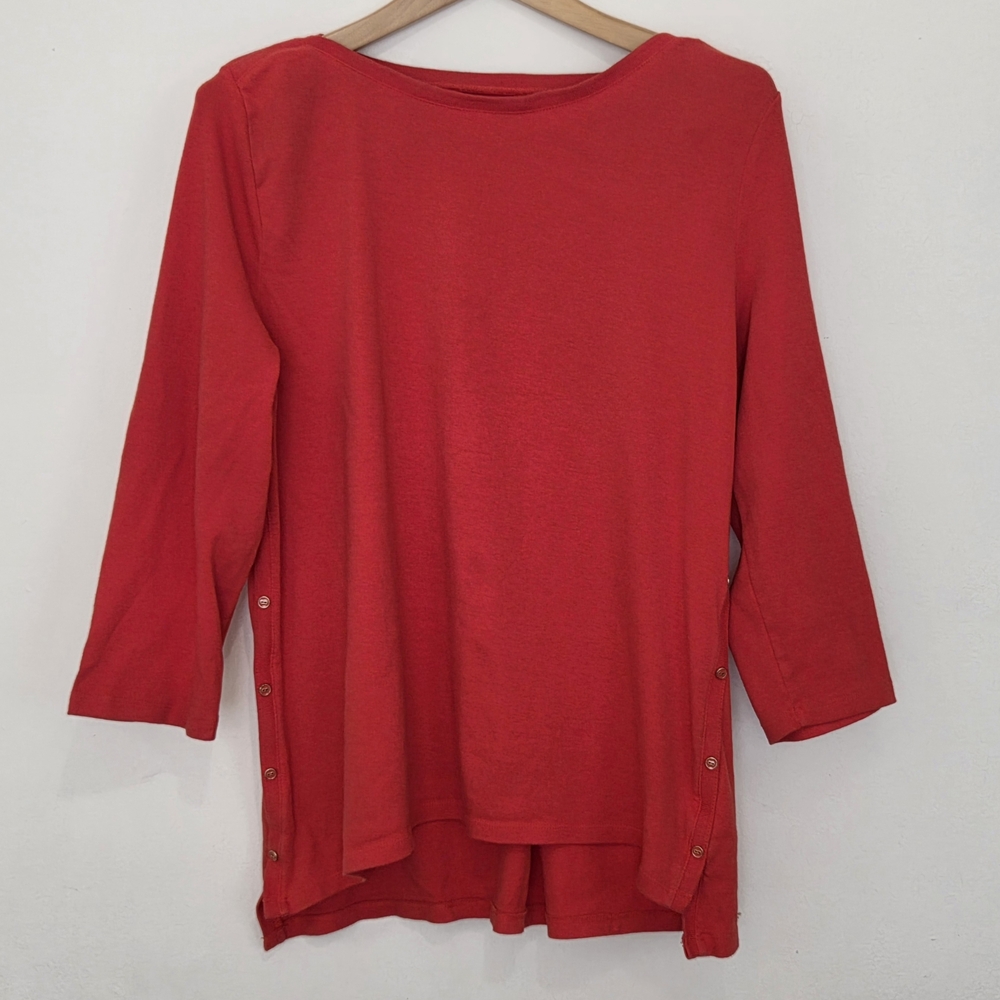 Talbots Stretch Weekend Tee with Side Buttons